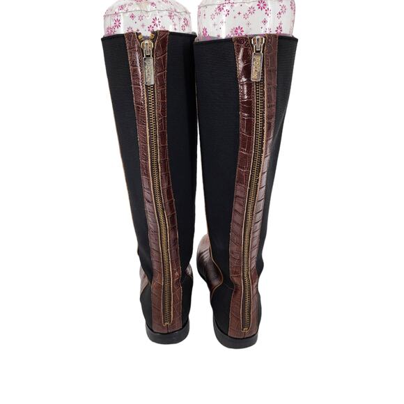 Studio Pollini Brown Leather Croc Round Toe Zipper Boots Size 36 US 6.5B - Picture 2 of 6